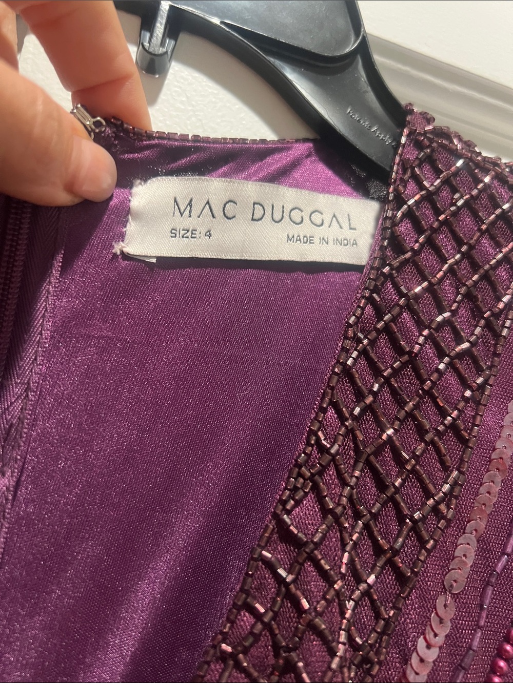 Mac Duggal Plum Beaded Tiered Evening Dress - Picture 7 of 10